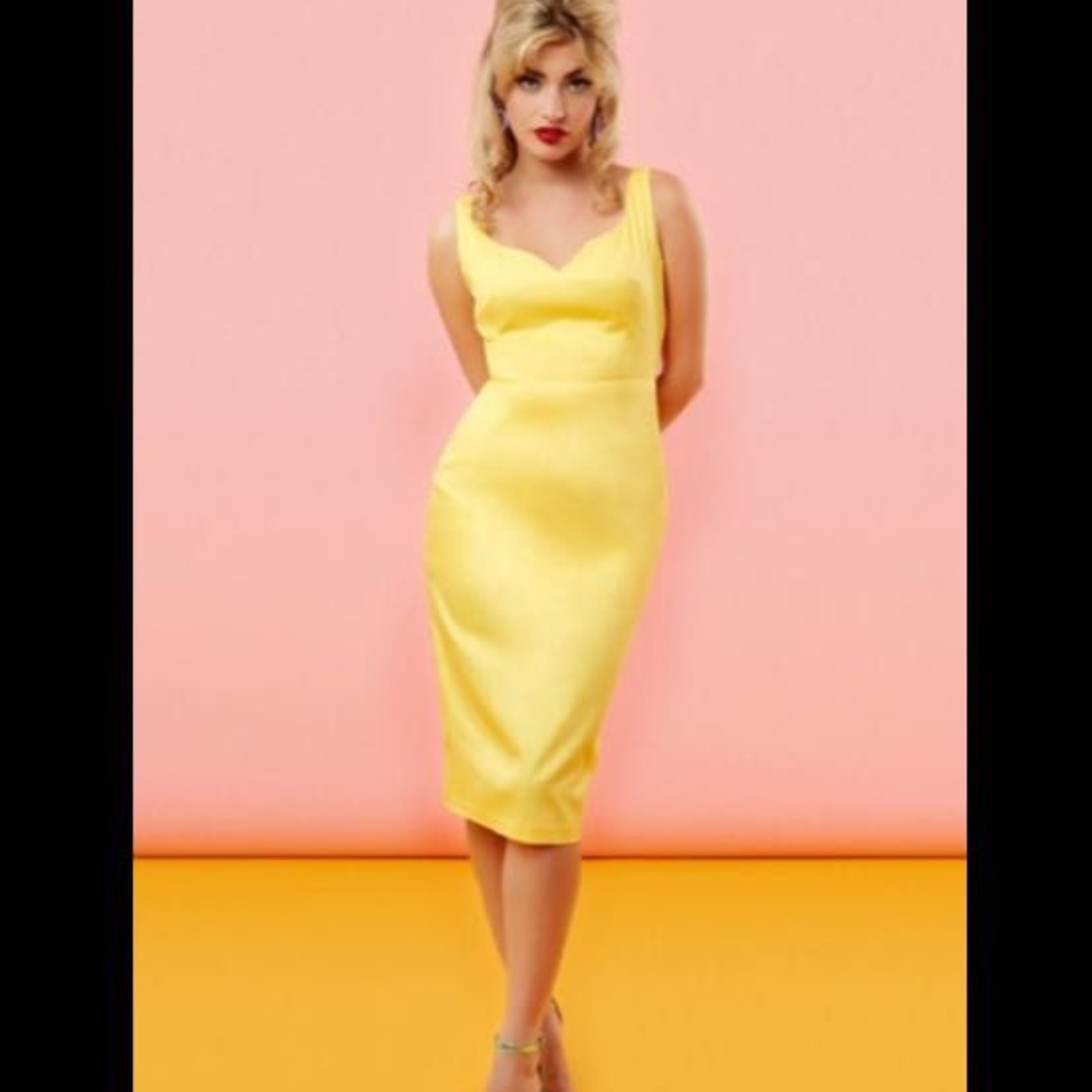 NWT Tara Starlet Peggy Yellow Dress Size UK16